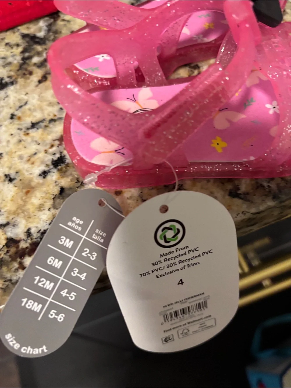 wonder nation Pink Glitter Jelly Sandals with Butterfly Insole
